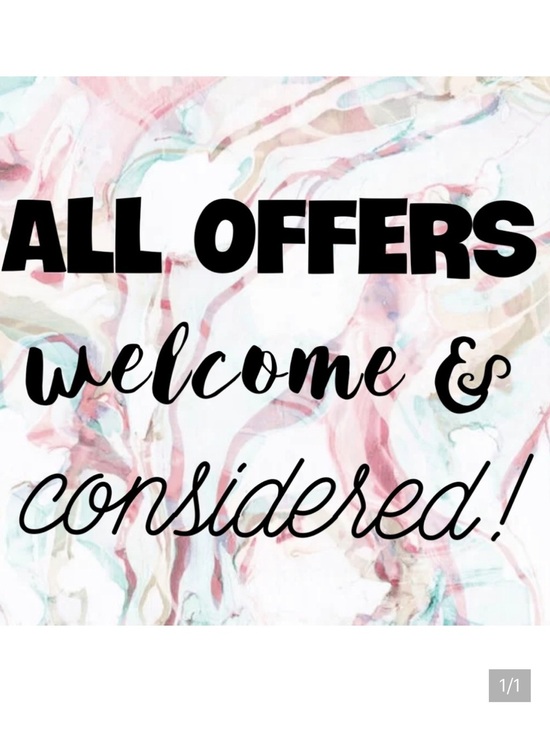 Other - All Offers Welcome & Considered Marble Sign - Pink, Mint, Cream
